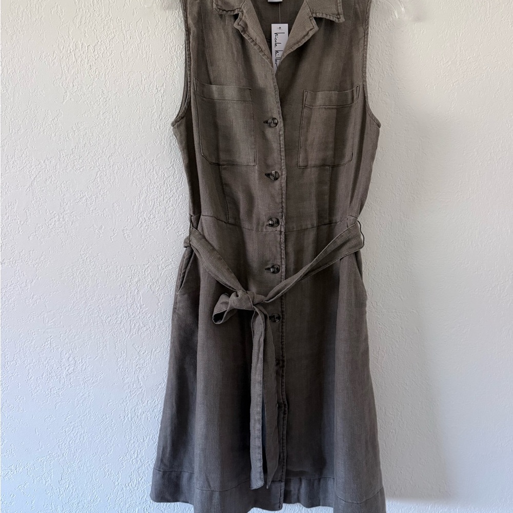 NET. Nicole Miller Taupe Sleeveless Midi Dress